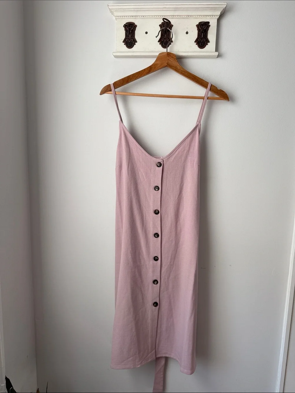 Pink Button-Front Summer Dress Size Large Casual Mauve Relaxed fit